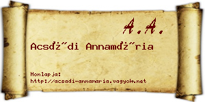 Acsádi Annamária névjegykártya